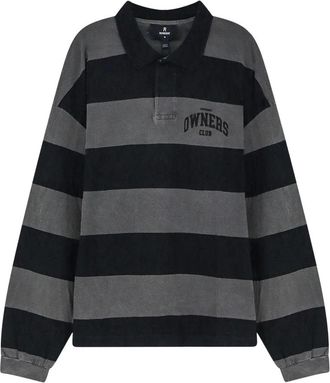 Represent Gestreepte Polo Shirt - Heren - Polos - Zwart - XL - Katoen - Tops