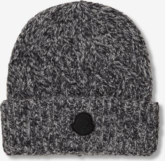 Moncler Glitzernde Zopfstrickmütze aus Alpaka- und Wollmix