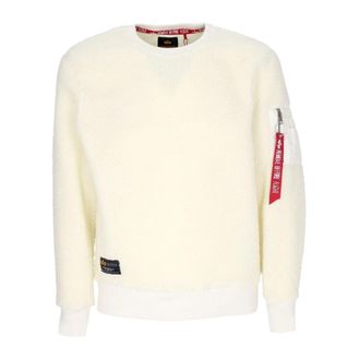 Alpha Industries Off White Sherpa Crewneck Sweatshirt - Heren - Sweatshirts - Beige - XL - Polyester - Hoodies & sweatvesten