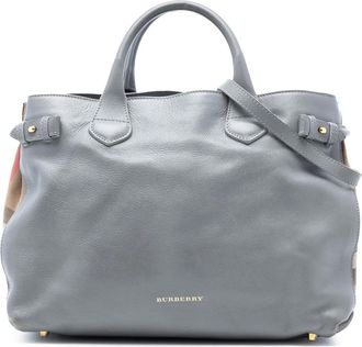 Burberry Borsa a tracolla House Check Banner media in pelle 2000-2017 - Grigio