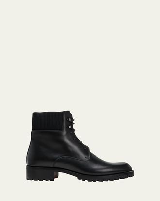 Christian Louboutin Mens Trapman Red Sole Leather Combat Boots
