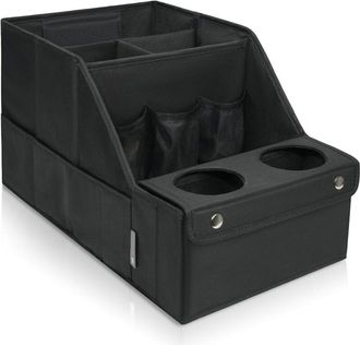 OEM Organiseur De Siege Auto - 41 X 22 X 20 Cm - 5 Compartiments 4 Poches Filet 2 Porte-gobelets Pliables - Noir - 1 Piece