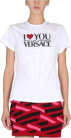 Versace Crowling Logo Print 10 - Dames - T-shirts - Wit - S - Tops