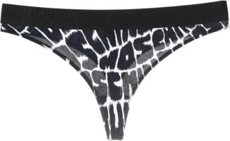 Moschino Fantasy Print Zwarte Katoenen Brazilian Slip - Dames - Onderbroek - Zwart - L - Katoen - Ondergoed