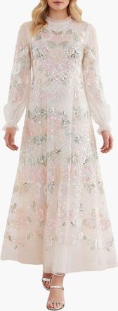 Needle & Thread Rosalie Ankle Gown in Cream at Nordstrom, Size 12