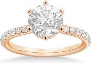 Allurez Diamond Hidden Halo 6 Prong Engagement Ring 14k Rose Gold (0.35ct)