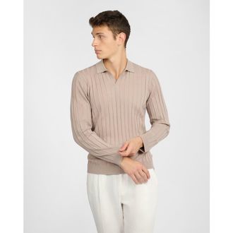 Onia Extra Fine Merino Wool Johnny Collar Polo in Oxford Tan at Nordstrom, Size X-Large