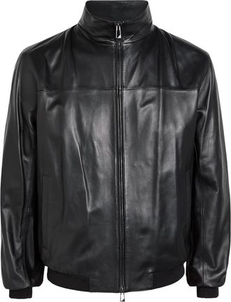 Emporio Armani High-neck Leather Jacket - Black - 46 (UK36 / S)