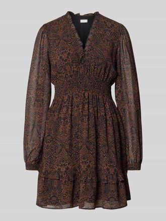 Apricot Minikleid mit elastischem Taillenband und V-Ausschnitt in Mittelbraun, Gr&ouml;&szlig;e XXL