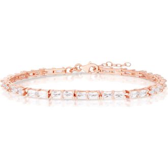Sphera Milano Baguette Cut Cubic Zirconia Tennis Bracelet in Rose Gold at Nordstrom Rack