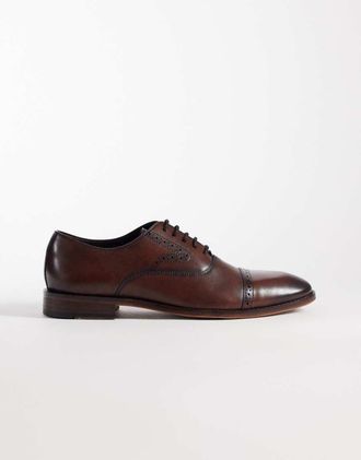 Asos Scarpe brogue stringate in pelle sintetica marroni-Marrone