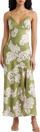 Lulus Carreta Midi Slip Dress In Chartreuse