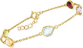 Ross-Simons Multi-Gemstone Station Bracelet in 18kt Gold Over Sterling