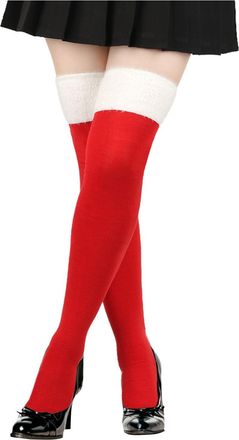 Generic Ladies Christmas Socks Warm Cozy Soft Socks Reindeer Snowflake Over The Knee Thigh High Long Winter Warm Ladies Sock Cute Novelty Crew Novelty Xmas (R