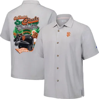 Tommy Bahama Mens Tommy Bahama Gray San Francisco Giants Hit and Run Silk Camp Button-Up Shirt at Nordstrom, Size X-Large
