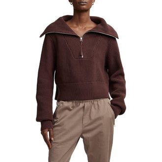 Varley Mentone Half Zip Sweater in Deep Mahogany at Nordstrom Rack, Size X-Large