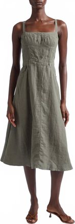 L'agence Jovie Bustier Sleeveless Midi Dress In Smokey Olive