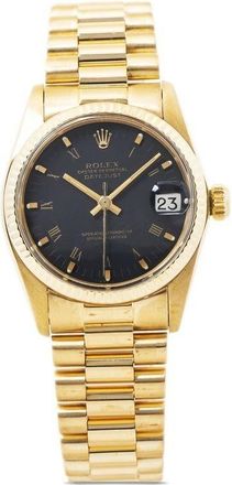 Rolex pre-owned Datejust 31mm - unisex - Sapphire Glass/18kt Yellow Gold - One Size - Black
