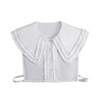 Generic Fake Collar for Women, Detachable Collars with Pleated Trim, Half False Shirt Blouse Collar, White Peter Pan Style Dickey Collar for Sweaters, Shirts,