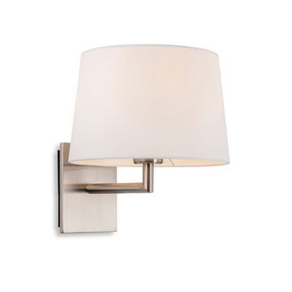 Netlighting Grand 1 Light Single Indoor Wall Light Brushed Steel Cream Shade E27 in Grey