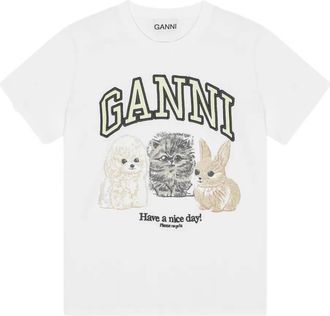 Ganni T-shirt con logo - Bianco