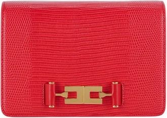 Elisabetta Franchi Tassen, Dames, Rood, ONE Size, Polyester, Crossbody Tas met Reptielenprint