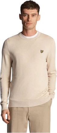 Lyle & Scott Cotton Crew Neck Jumper - Heren - Ronde hals truien - Beige - M - Katoen - Truien & Vesten