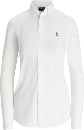 Polo Ralph Lauren Jersey Shirt - Dames - Overhemden - Wit - 2XS - Katoen - Overhemden
