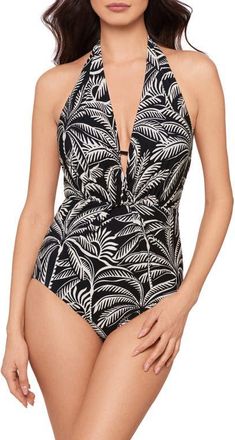 Magic Suit By Miraclesuit Hearts of Palm Joelle One-Piece Swimsuit in Black/Multi at Nordstrom, Size 16