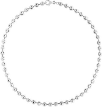 Tresorra Sterling Silver Moon-cut Bead Chain Necklace