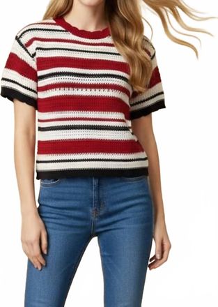 Pinch Design Crochet Sweater In Navy Red