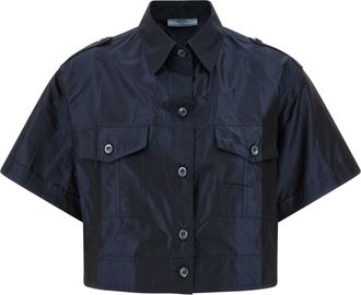Prada Blue Silk Womens Blouse
