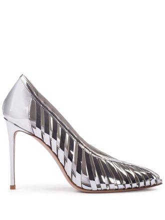 Le Silla Cage leather pumps - women - Polyurethane/Goat Skin/Leather - 41.5 - Silver