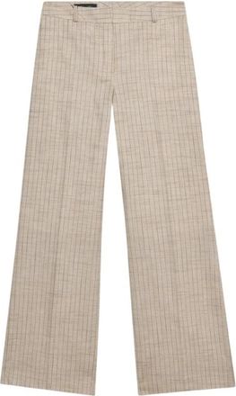 Brooks Brothers Wide Leg Pinstripe Broeken - Dames - Wijde Broeken - Beige - XS - Katoen - Broeken