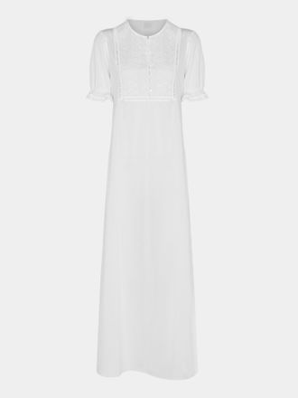 Loretta Caponi Olga Embroidered Cotton Dress
