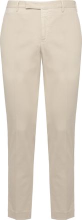 Pantaloni Torino Beige Tailored Cotton Straight-Leg Pants