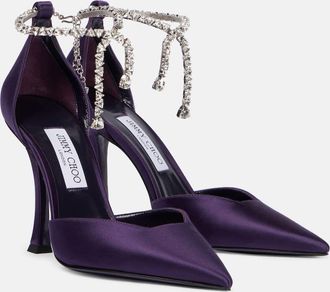 Jimmy Choo London Stevie 100 embellished satin pumps