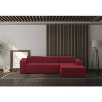 Talamo Italia Sof&aacute; Fijo Giovanna, Sof&aacute; Modular 3 Plazas Pen&iacute;nsula Derecha, 100% Made In Italy, Sof&aacute; Moderno En Tela, Cm 300x170h70, Rojo, Con Embalaje Reforzado - T