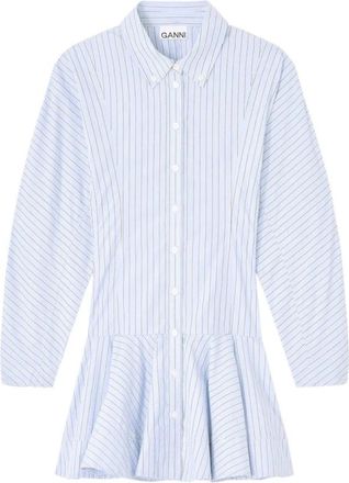 Ganni Stripe Shirt Dress - Dames - Shirt Kleedjes - Blauw - M - Katoen - Kleedjes
