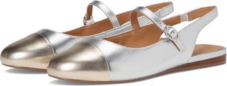 Johnston & Murphy Claire Slingback Mary Jane Womens Flat Shoes Silver/Gold : 8.5 M, Synthetic