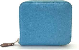 Herm&egrave;s Blue Leather Wallet (Bi-Fold) (Pre-Owned)