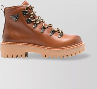 Prada lace-up leather ankle boots