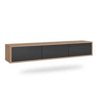 Petits Meubles Mueble tv 3 puertas 180 cm paneles laminados gris y madera