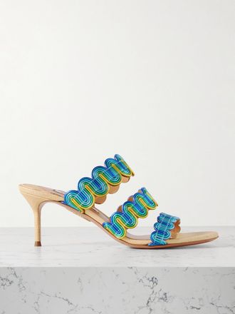 Aquazzura Mule In Pelle Metallizzata Wavy 65 - Blu