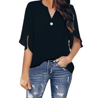 Generic False Collars for Ladies Womens Clothes UK Womens High Collar Cotton and Linen Hollow Top Tops 3/4 Sleeve Roll Neck Tops for Women Nursing Tops for Wo