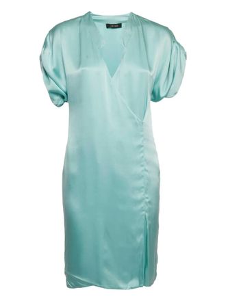 Versace Satijnen jurk met V-hals - Blauw