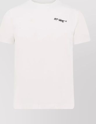 Off-white cotton crew neck short sleeve t-shirt