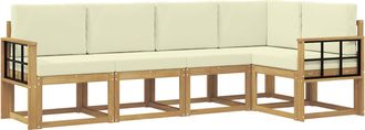 vidaXL Conjunto De Sof&aacute;s De Exterior 5 Uds. Blanco Y Crema Vidaxl