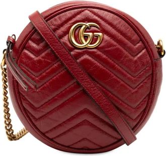 Gucci Borsa a tracolla GG Marmont Matelasse tonda mini in pelle 2016-2025 - Rosso