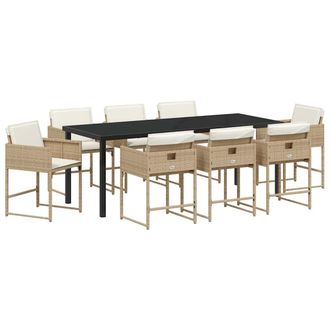 vidaXL Conjunto De Comedor De Jard&iacute;n 9 Pcs Beige Rat&aacute;n Sint&eacute;tico Vidaxl